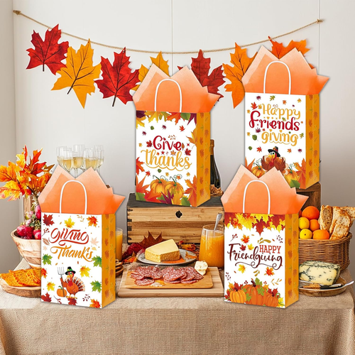 18PCS Friendsgiving Party Gift Bags,Thanksgiving Goodies Bags Candy Treat Bags w - Picture 4 of 12