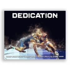Dedication Wrestling Motivational Poster Art Print 11x14 Kids Room Wall Decor
