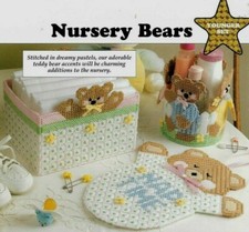 NEW NURSERY BEARS BABY DIAPER BOX & SIGN PLASTIC CANVAS PATTERN INSTRUCTIONS