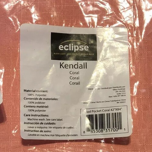 Eclipse Thermaliner Blackou Curtain Liner Panel 42 X 84 Rod Pocket Coral