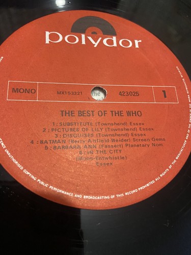 The Best Of THE WHO Vintage LP Vinyl Record Album, Collectors Item - Picture 5 of 5