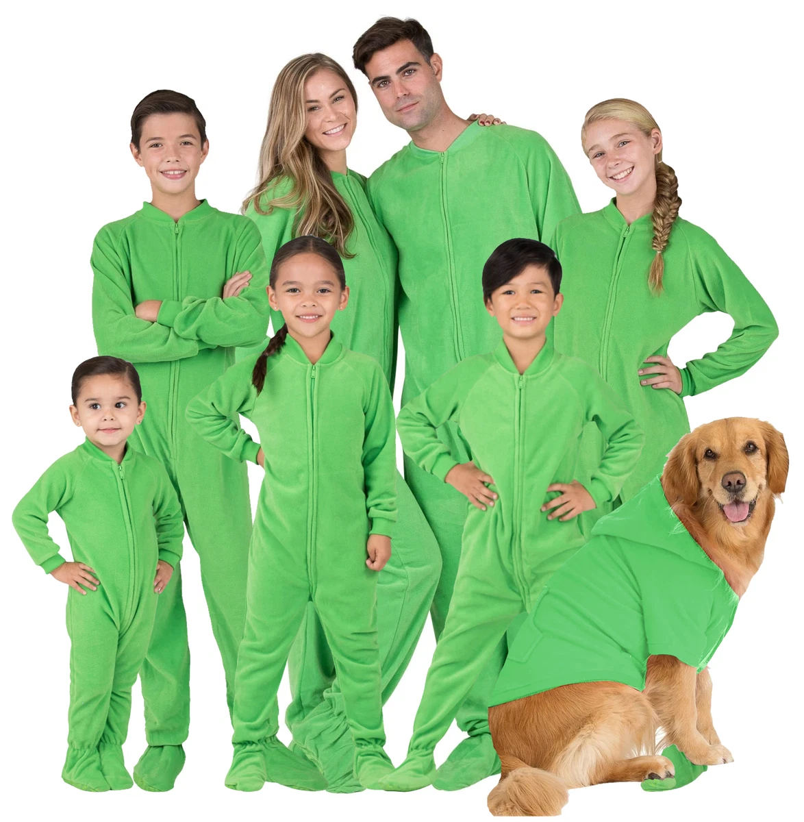 Footed Pajamas Family Matching Shamrock Green Fleece One Piece