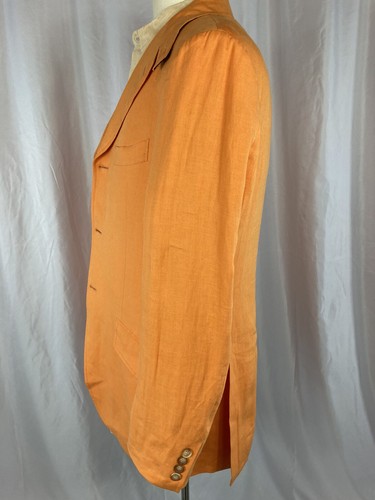 Etro Blazer Orange 50 3 button D Vent 100% Lino Italy - Picture 5 of 10