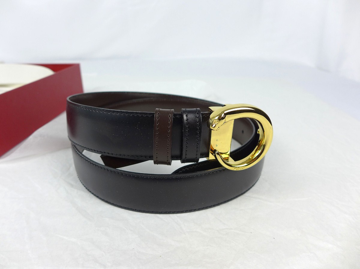 Vintage Cartier Panther Panthere Leather Belt Gold Plated
