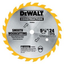 DeWalt 5-3/8 in. D X 10 mm Tungsten Carbide Circular Saw Blade 24 teeth