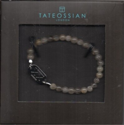 Tateossian BL3559 - Herrenarmband Silver - Rutilated Quarz Perlen Clear - Neu / 