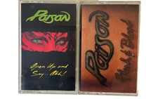 Lot of 2 Vintage Poison Cassette Tapes   Open Up  Say...Ahh  Flesh  Blood