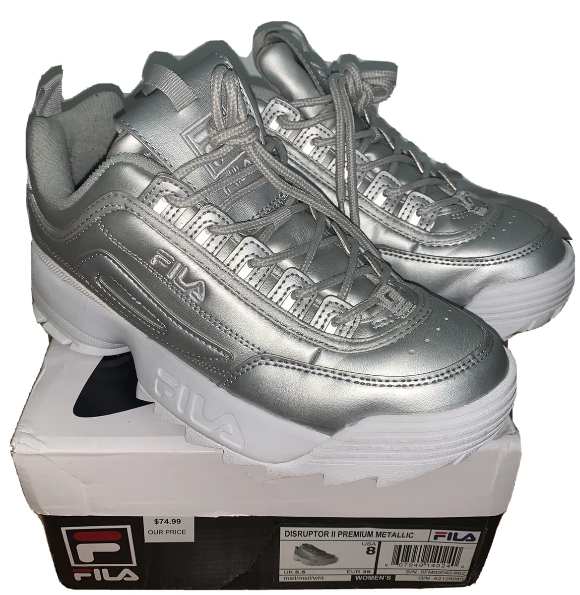 Womens Fila Disrupter II Premium Metallic Shoe SIZE 8