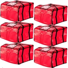 6 PACK 20" x 20" x 12" Red Vinyl Insulated 16" & 18" Pizza Food Delivery Bag 