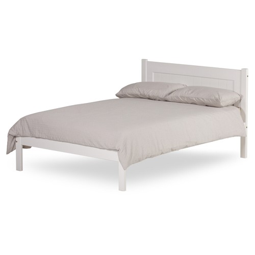 Low Foot End Bed, Clifton White Wooden Bed with 4 Size and 4 Mattress
