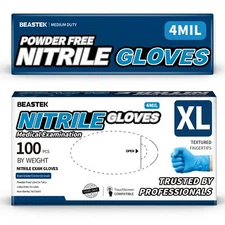 Blue Nitrile Exam Gloves 4.0 Mil 100 Pcs Disposable Gloves Powderfree Latexfree 