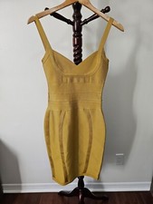 Bodycon Dress Mustard Color Sz S /Used