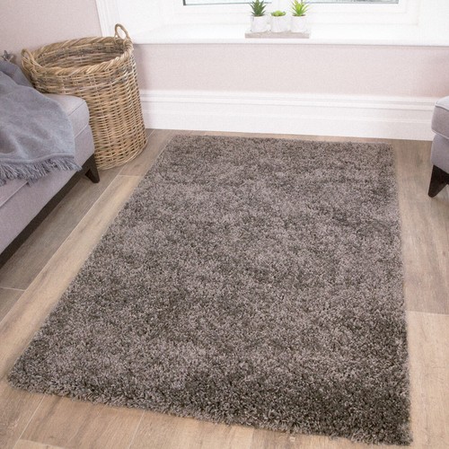 Soft Fluffy Charcoal Grey Shaggy Rug Cosy Furry Thick Non Shed Living