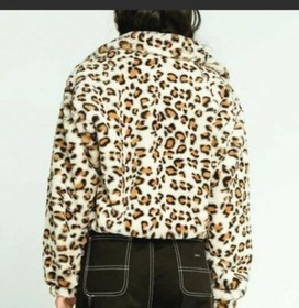 Victoria's Secret PINK Know One Cares   Cream Leopard Fur Jacket  L New