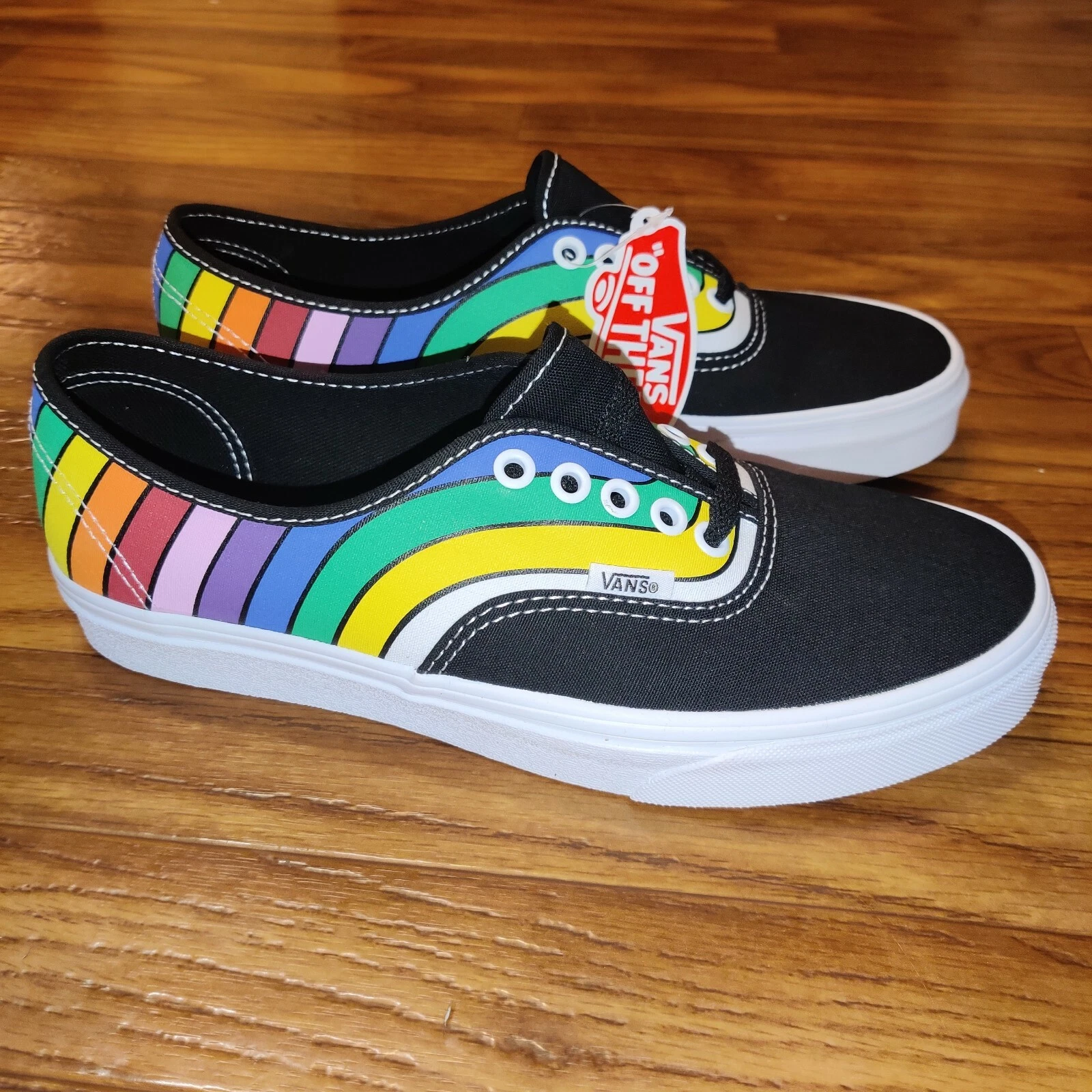 Scarpe da skateboard Vans Authentic Rainbow nere bianche multi da uomo taglia 10