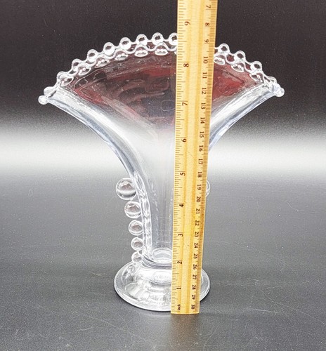 Art Deco Design Imperial Glass Candlewick Bubble Clear Fan Shaped Floral Vase - Picture 5 of 7