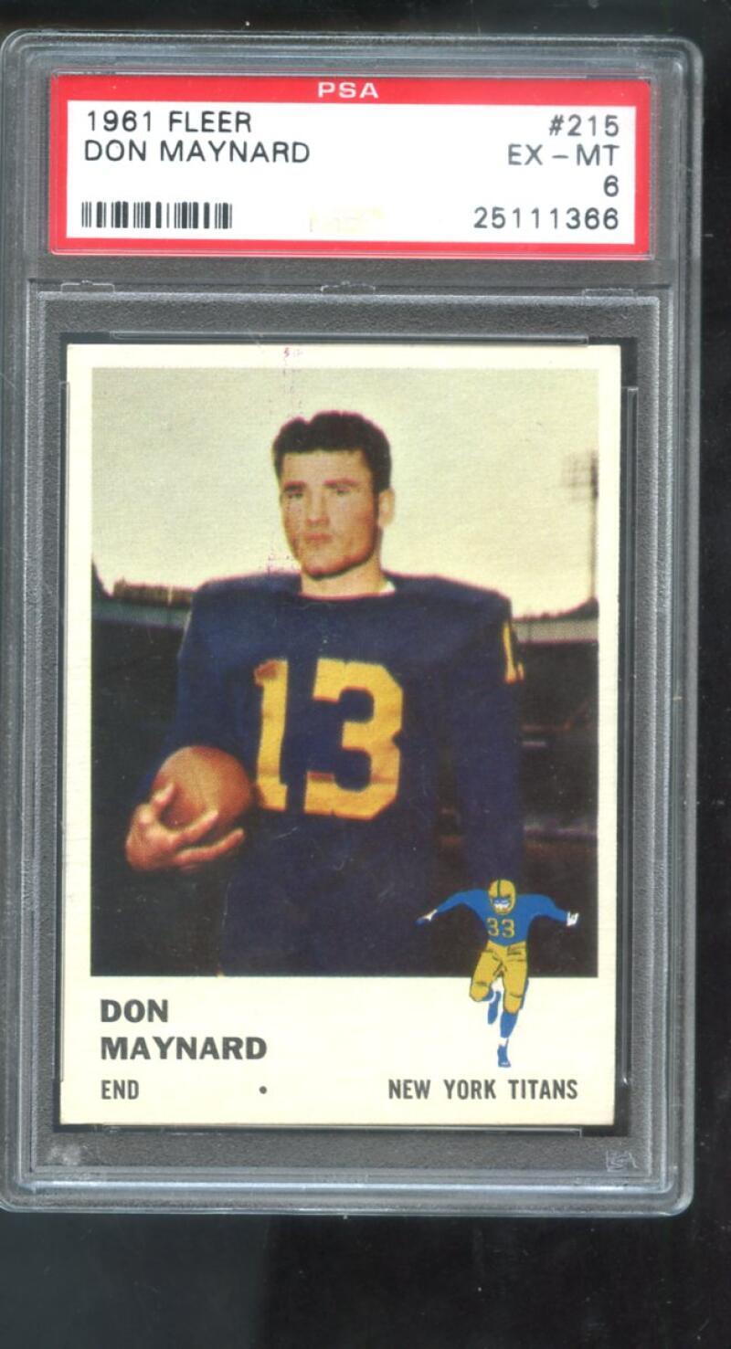 1961 Fleer #215 Don Maynard ROOKIE RC PSA 6 Graded Football Card new York Titans