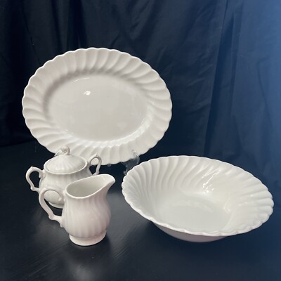 Sugar Creamer Platter & Serving Bowl Franciscan Staffordshire Old Chelsea 75- 85