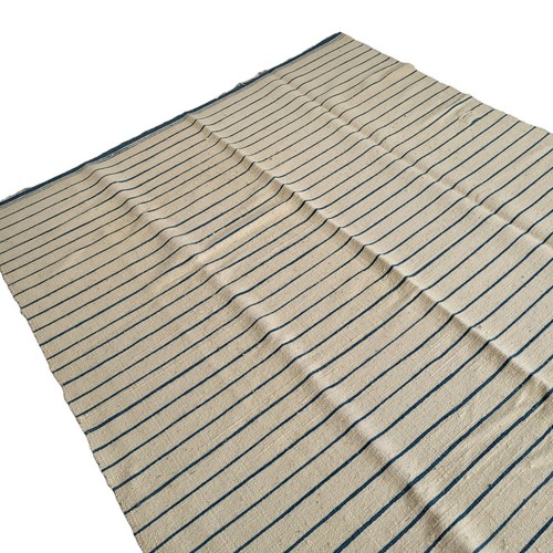 Vtg Handmade Moroccan White Blue Rug Striped Area Tribal Berber Wool Carpet 12x6 - Picture 16 of 24