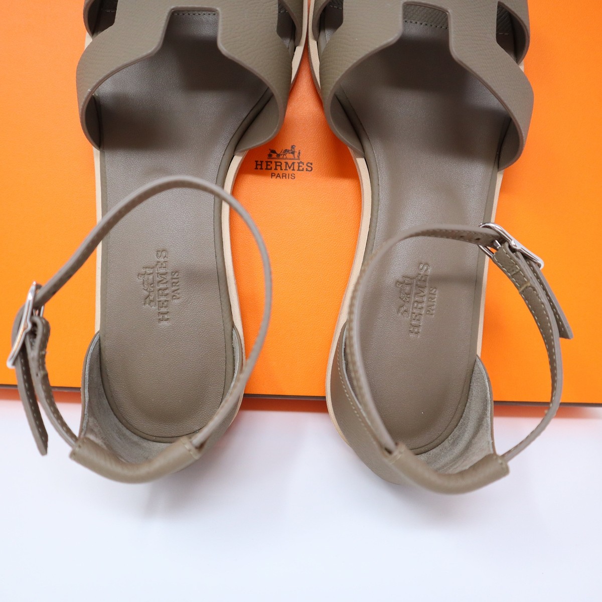 37 HERMES SANTORINI SANDAL ORAN H SANDALS EPSOM LEATHER