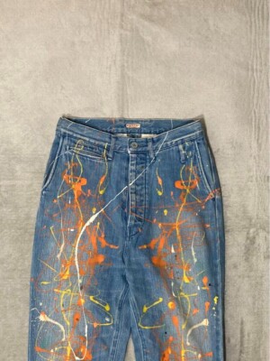 KAPITAL Painted Denim Pants mens Size M Indigo Blue Made In KAPITAL Painted Denim Pants mens Size M Indigo Blue Made In