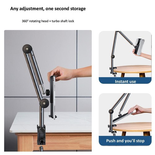 360° Rotating Long Arm Desk Bed Phone Holder Stand Lazy Mount Tablet е☆ υэ K9L1 - Zdjęcie 7 z 18