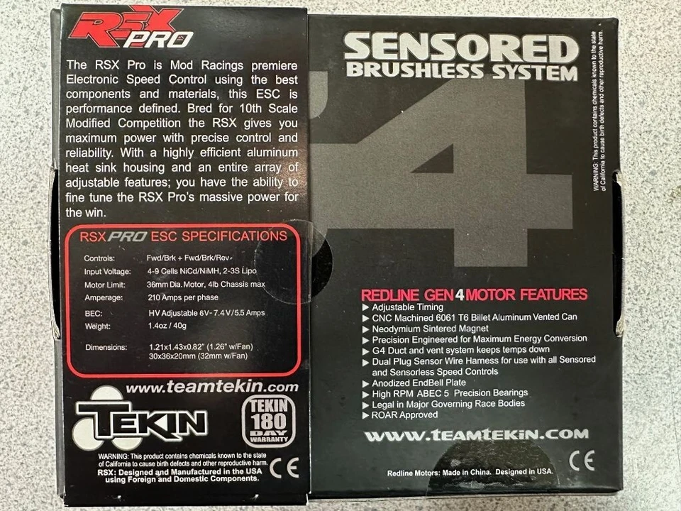 Tekin RSX Pro Sensored Brushless ESC/Gen4 Motor Combo 5.5T TEKTT2803 NEW!! - Image 3 of 4