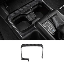 Carbon Fiber Interior Floor Console Cupholder Cover Trim For Toyota Tacoma 16-22