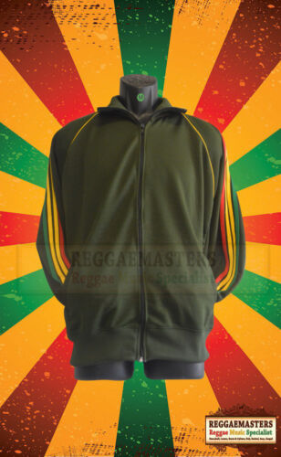 BOB MARLEY SMOKIN SPLIFF/LION OF JUDAH MOTIF GREEN TRACKSUIT TOP -RASTA LAST FEW - Picture 2 of 2