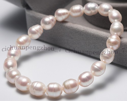 Natural Freshwater Multicolor Baroque Rice Oval Pearl Stretchy Bracelet 7.5'' - Picture 2 of 9