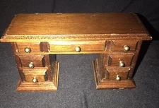 Dollhouse MIniature Desk Vintage Mahogany Finish.
