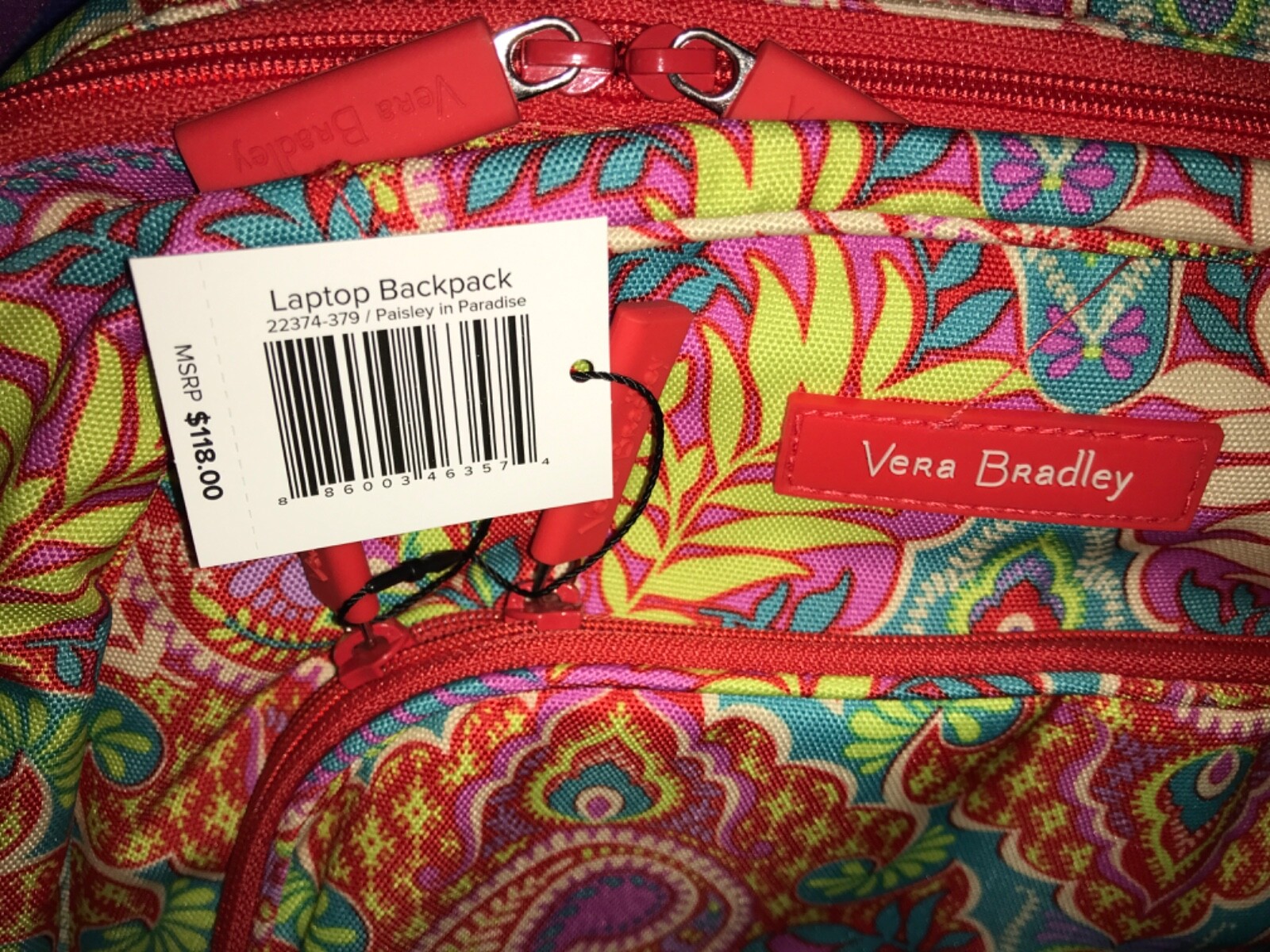 VERA BRADLEY 🧡 PAISLEY IN PARADISE 🧡 LAPTOP BACKPACK 🧡 NEW with TAGS
