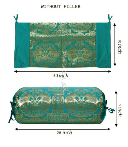 Bohemian Indian Yoga Bolster Pillow Cover Cylinder Neck Roll Cushion Tube Pillow - Picture 65 of 71