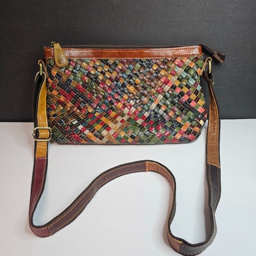 AmeriLeather Woven Hobo Shoulder Bag Colorful Woven Women's Purse Crossbody