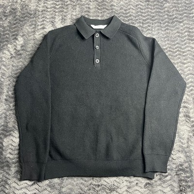 M&S Cotton Blend Black Polo Jumper 10-11 Yrs