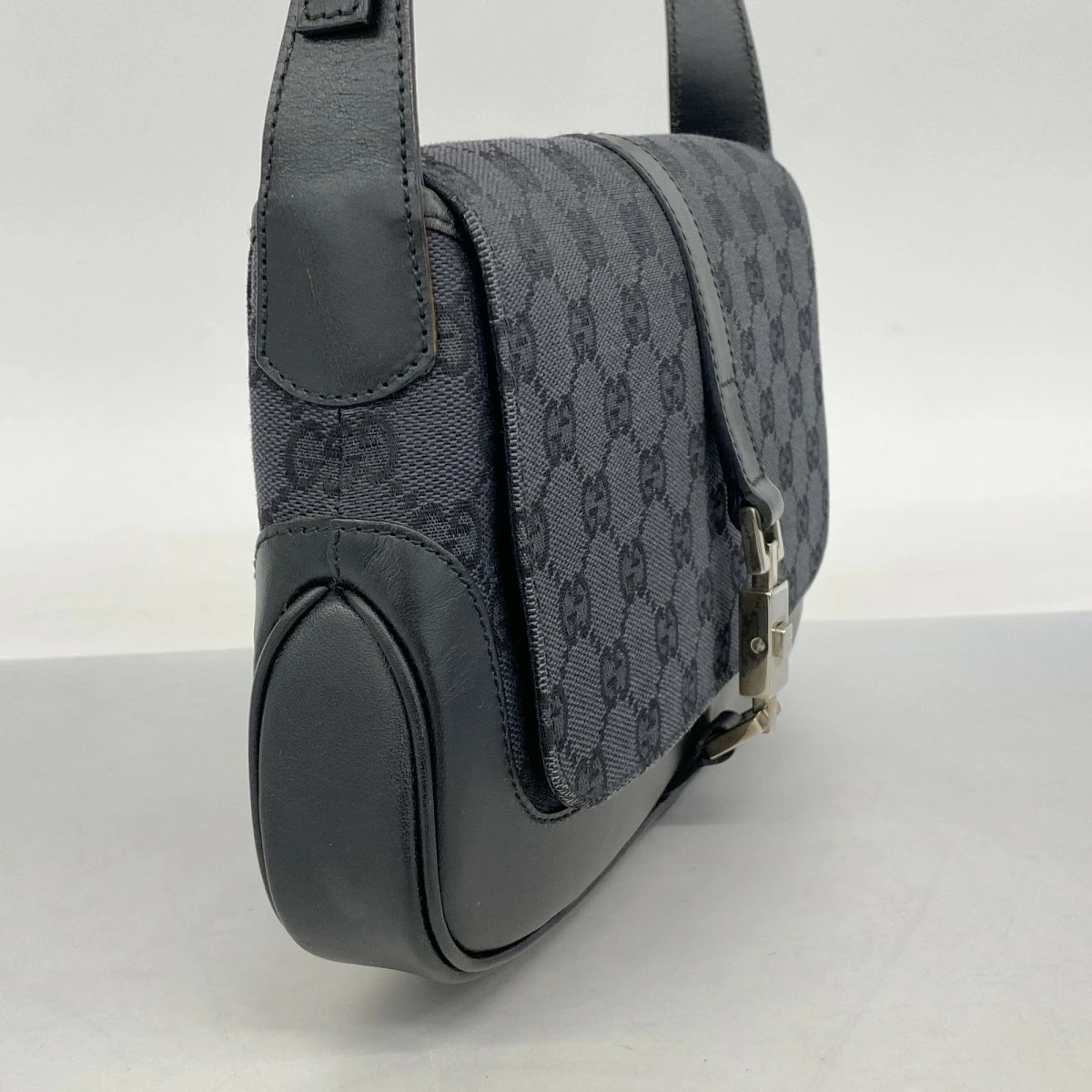 Gucci Jackie Shoulder Bag Canvas Black Silver 001 3824 thumbnail 2