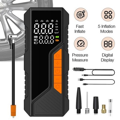 BEDEE Luftpumpe, elektromobil, Akku, digital, LED, 150 PSI, Fahrrad, Auto, Motor
