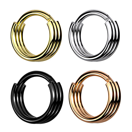 Septum Nasen Piercing Clicker Segment Tragus Helix Ring Scharnier Dreilagig - Bild 1 von 7