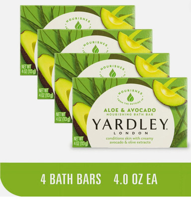 4 Pk Yardley London Moisturizing Bar Fresh Aloe With Avocado Essence 4 Oz Each
