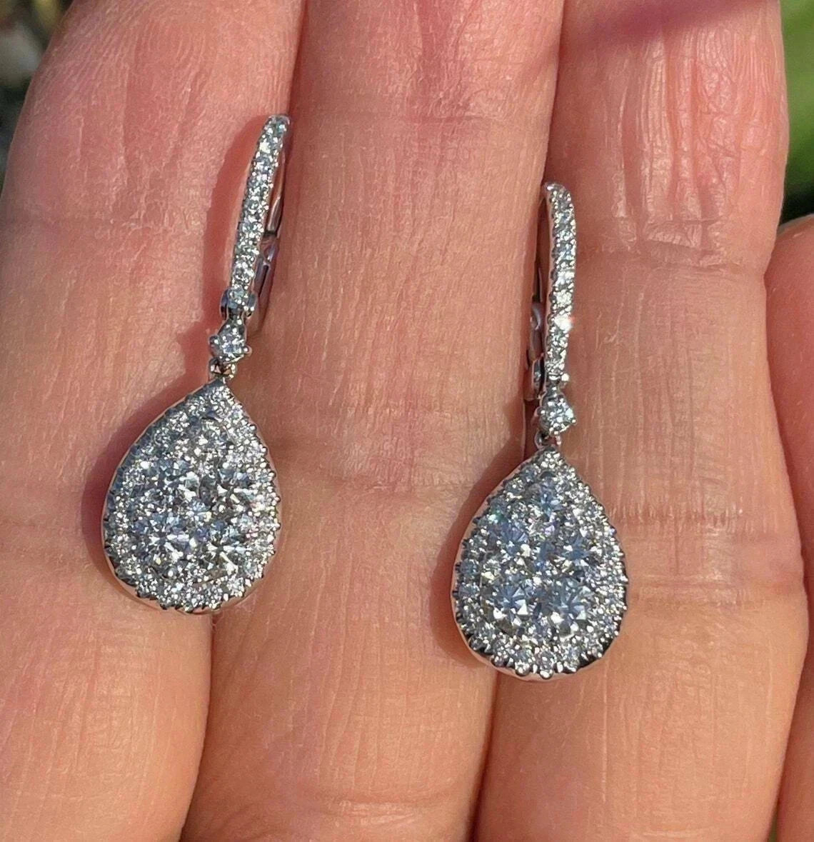 2Ct Round Moissanite Dangle Earrings in 925 Sterling Silver