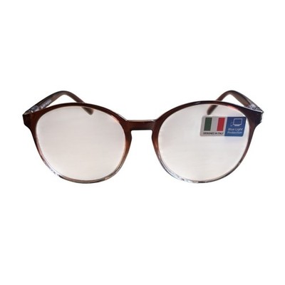 Designed in Italy Blue Light Glasses Unisex OS Brown Gradient NEW Round Frame