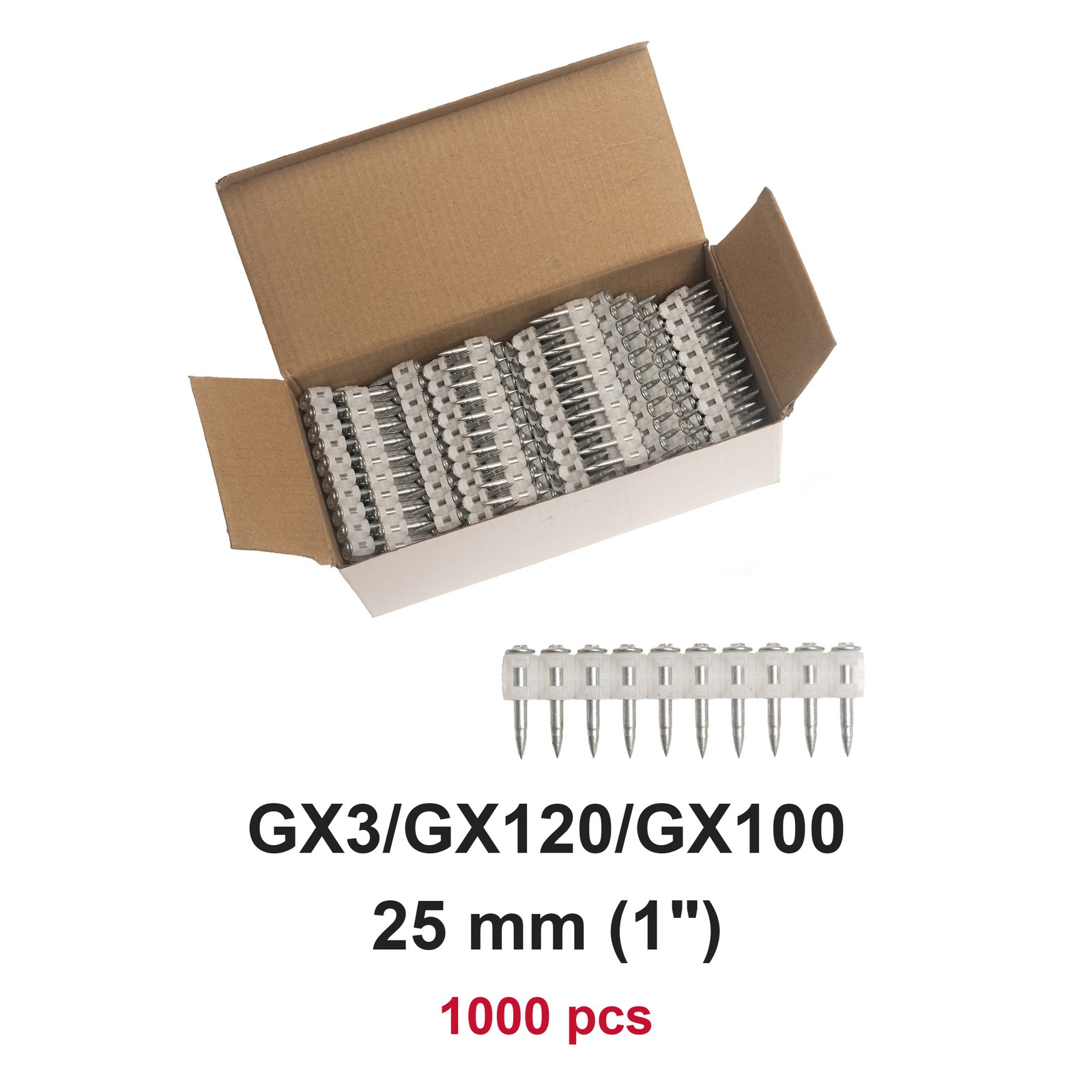1000x Collated Concrete Nails 25mm 1" Hilti GX3 GX120 GX100 X-GN Nailer