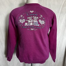Vintage 90s Teddy Bear Sweatshirt Women  s M/L Purple Pullover