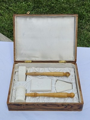 Vintage King Solomon s Quarry Masonic Presentation Set - Gavel - Keystone - Book