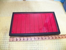 RIKER Display Case 14" x 8" x 3/4" w/ Divided Red Flocked Liner, 10 Spaces