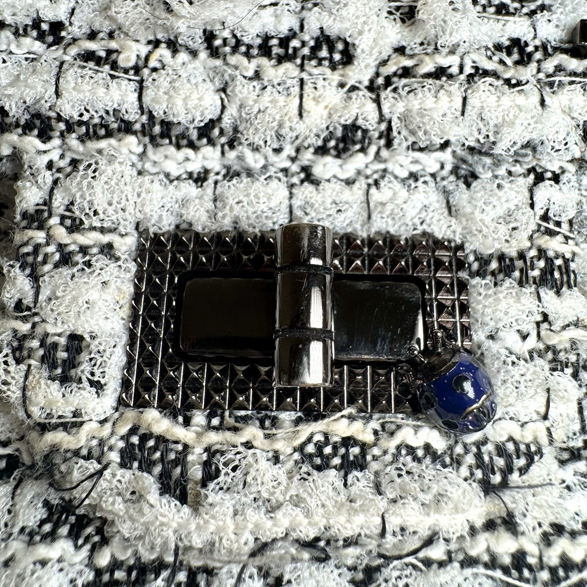 Rare Chanel 2.55 Reissue White/Black Tweed Garden Party CC Charms