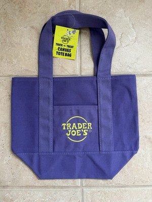 Trader Joe's Trick-or-Treat Foldable Canvas Tote Bag Solid Purple