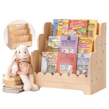 Kids Bookshelf Storage 3Tier, Book Case for Kids Rooms, Scalloped Wooden Mont...
