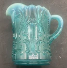 RARE OPALESCENT JEFFERSON IRIS WITH MEANDER “FLUER DE LIS SCROLL” MILK PITCHER