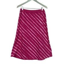 Fresh Produce Skirt Womens Large Pink Fuchsia Stripe A-Line Pull On Midi Beachy